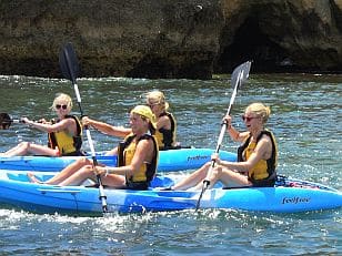 couples having fun on the kayak tours lagos portugal